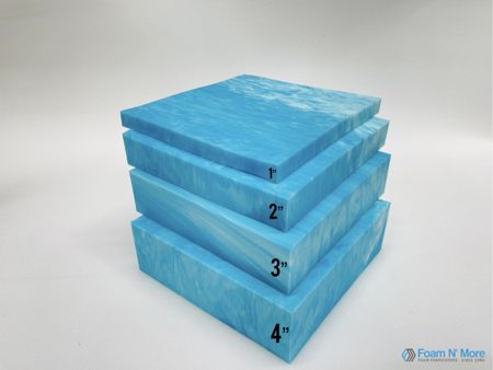 4lbs gel memory foam only comes 1" to 4" thickness